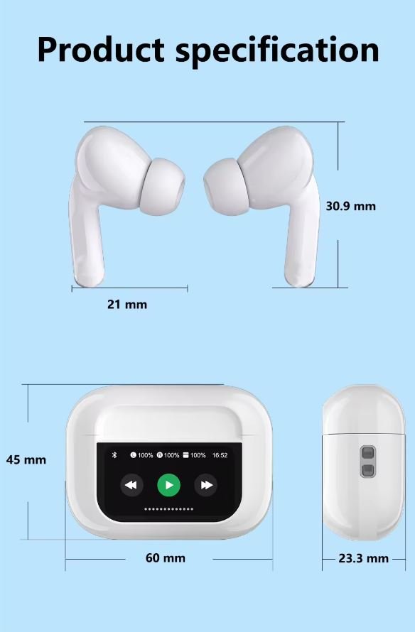 LED Touch Screen Display Earbuds